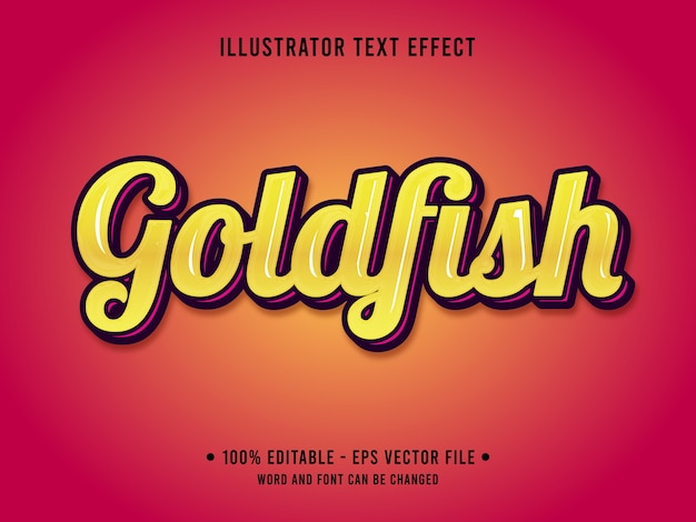 Goldfish editable text effect simple style with yellow color