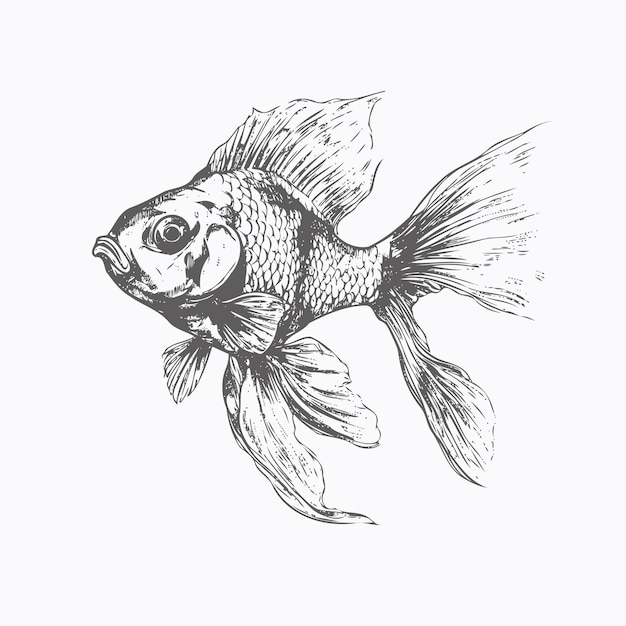 Goldfish sketch Hand drawn sketch