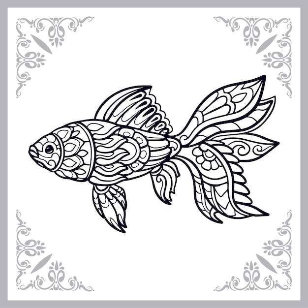 Goldfish zentangle arts isolated on white background