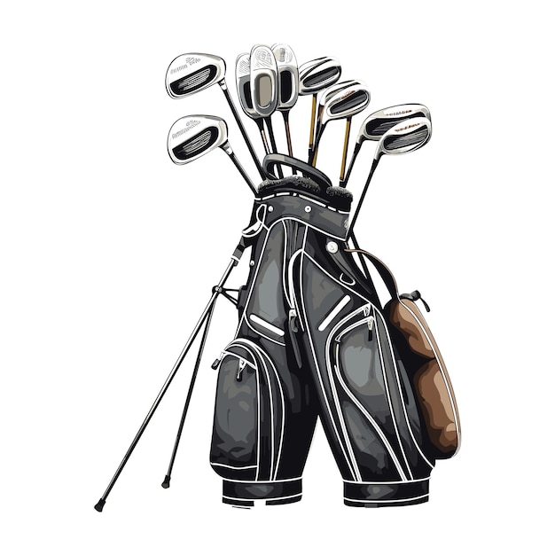 Golf bag full of clubs vector illustration