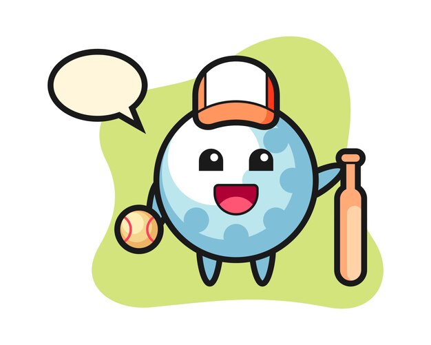 Vector golf ball cartoon character as a baseball player