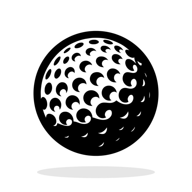 Vector golf ball icon black and white golf ball icon isolated on white