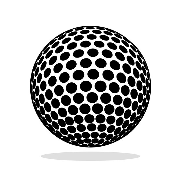 Vector golf ball icon black and white golf ball icon isolated on white