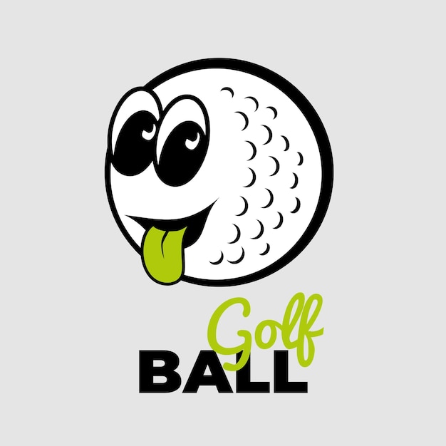 A golf ball is a funny character an illustration for a logo symbol or sticker