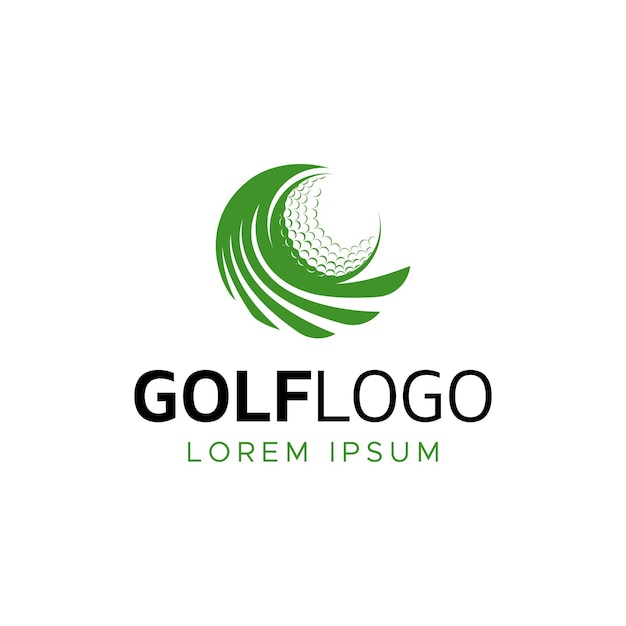 Golf ball logo with green wings