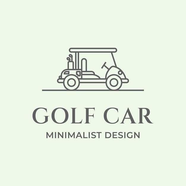 Golf car logo vector design minimalist line art