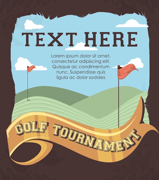 Golf club retro banner with course