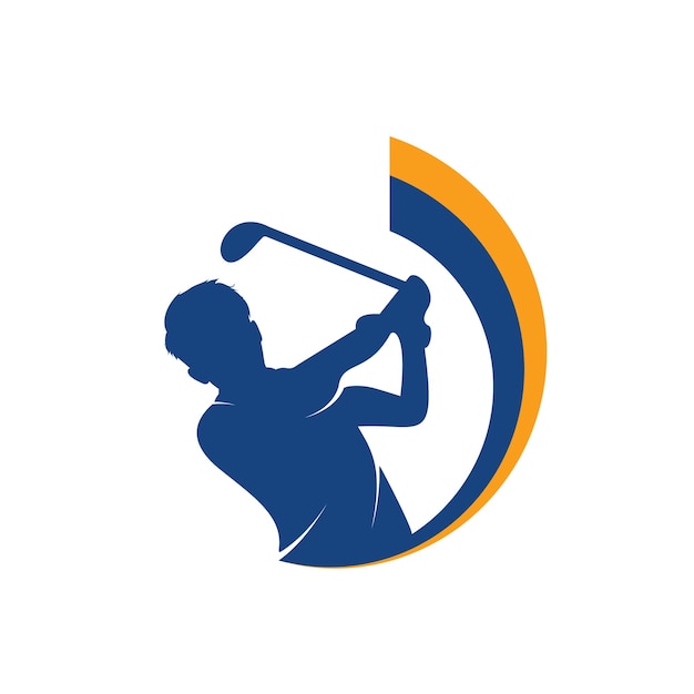 Golf club vector logo design. Golf player hits ball inspiration Logo design