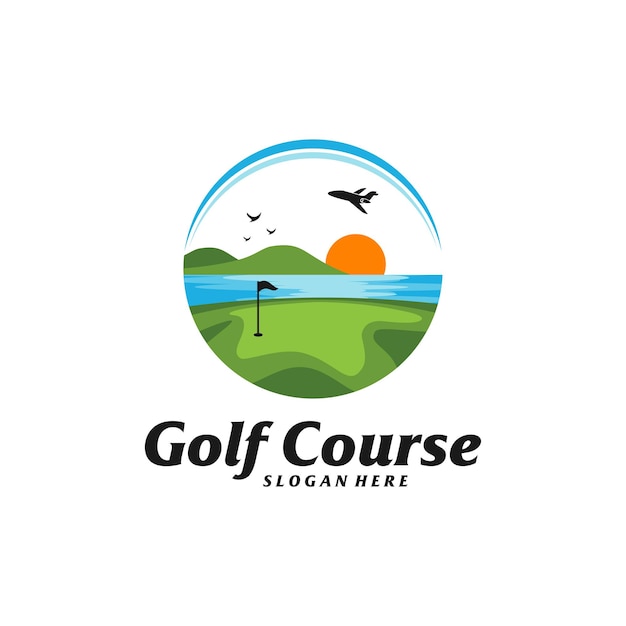 Golf course Logo Design Template Golf course logo concept vector Creative Icon Symbol