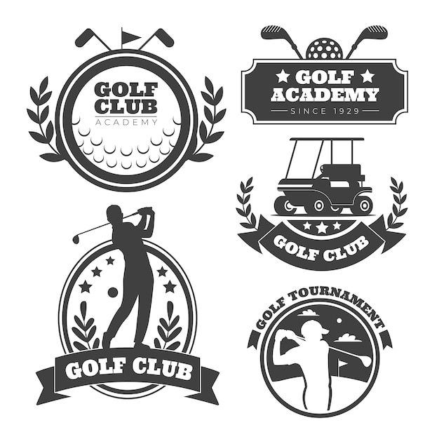 Vector golf emblems in flat style