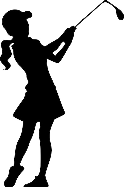 Golf Girl vector silhouette illustration black color