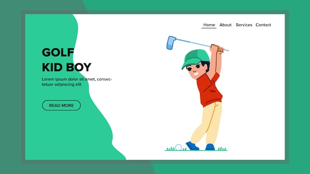 Golf kid boy vector