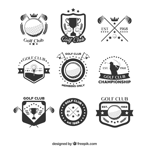 Golf labels collection in flat style