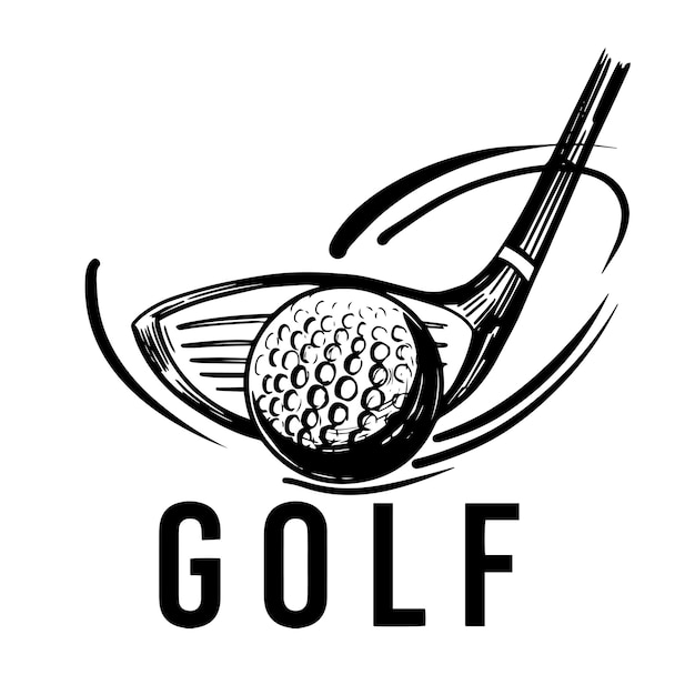 Golf logo. Golf putter and ball. Vector illustration