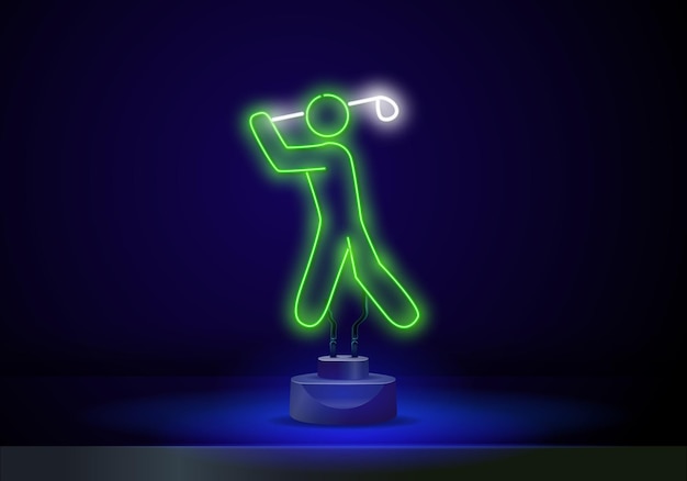 Golf player outline icon elements of sport in neon style icons simple icon for websites web design m