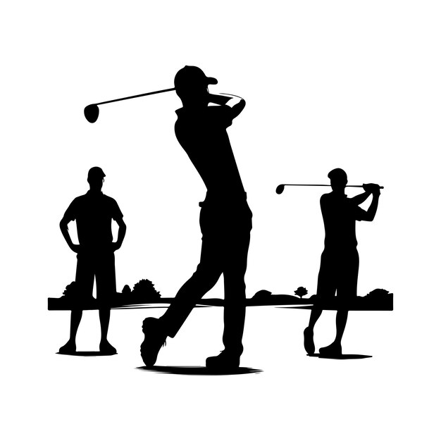 Vector golf player silhouette golf swing player pose vector golfer silhouette