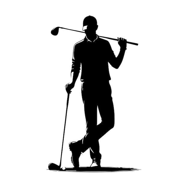 Vector golf player silhouette golf swing player pose vector golfer silhouette