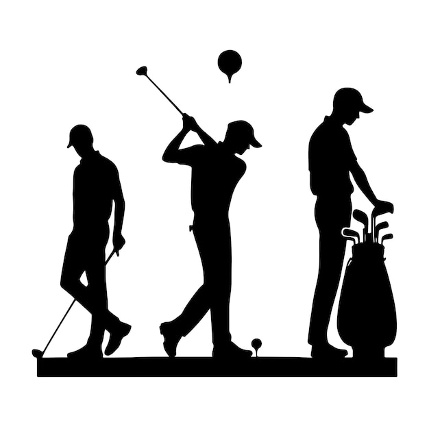 Vector golf player vector silhouettes