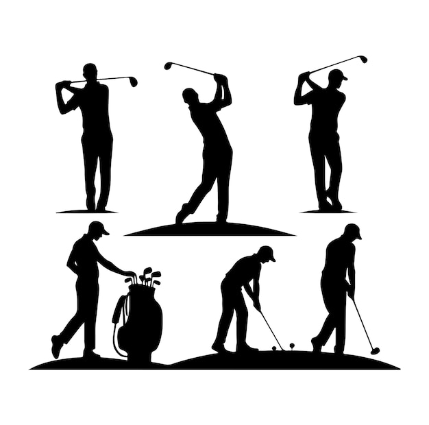 Golf player Vector silhouettes