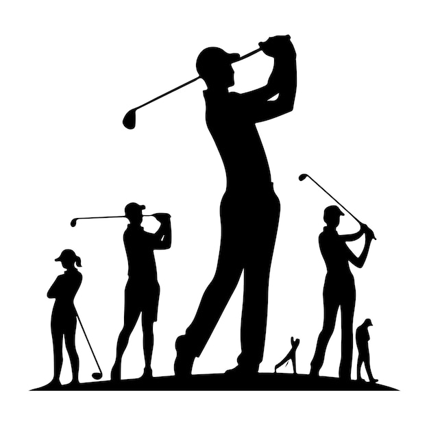 Golf player Vector silhouettes