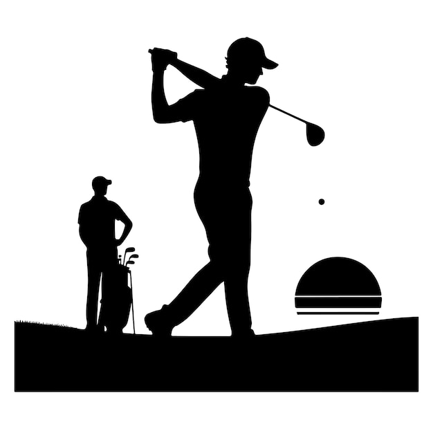 Vector golf player vector silhouettes