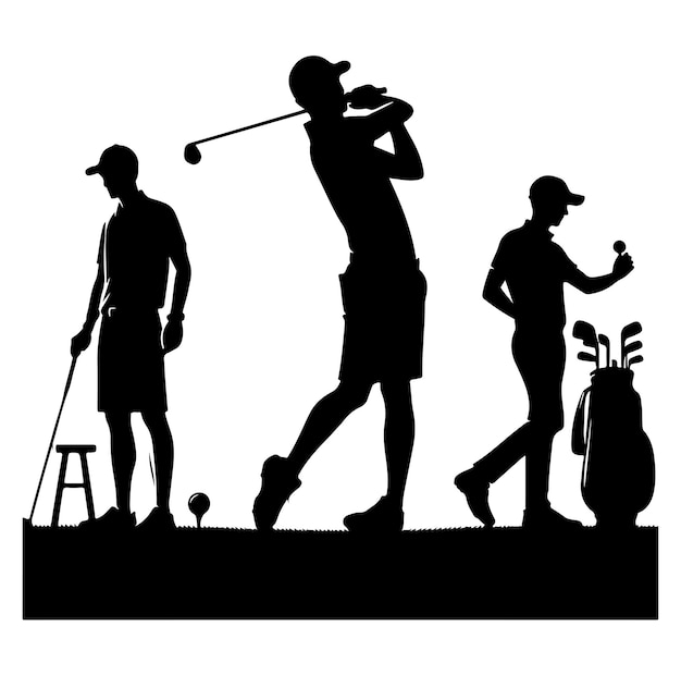 Golf player Vector silhouettes