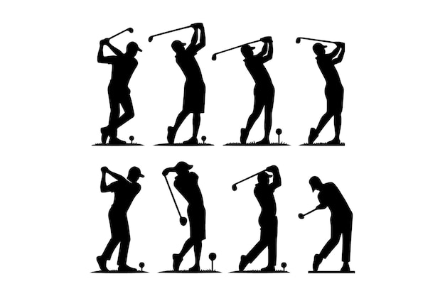 Vector golf player vector in various poses