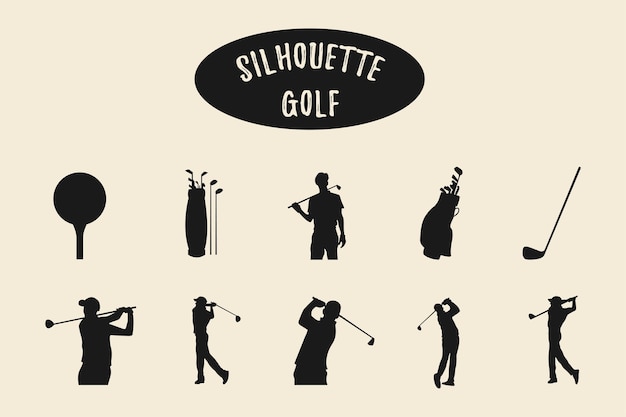 Golf silhouette golfers Silhouettes collection Vector set of golf player