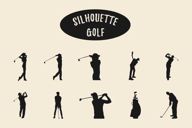 Golf silhouette golfers Silhouettes collection Vector set of golf player