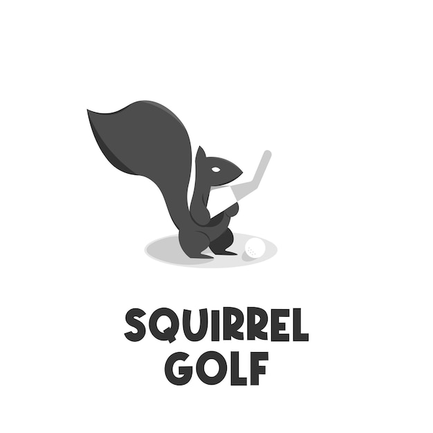 Golf Squirrel Simple Illustration Logo