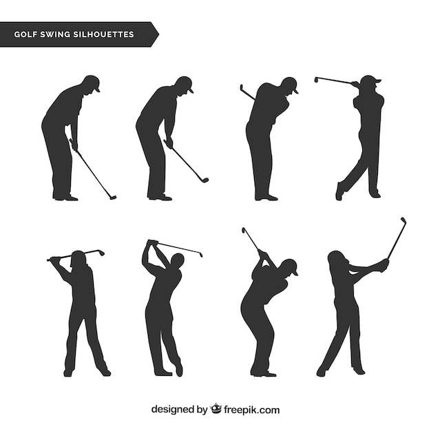 Golf swings collection with silhouette