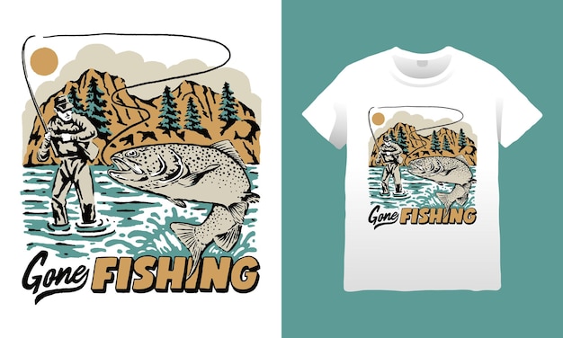 Gone fishing illustration