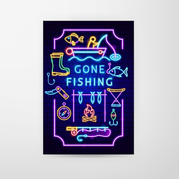 Gone Fishing Neon Flyer