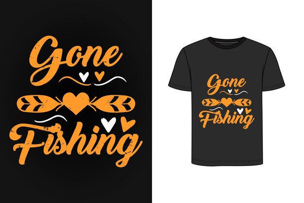 Vector gone fishing retro vintage t shirt design