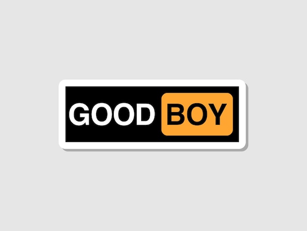 Good Boy Funny Sticker vector quote isolated on black and yellow concept