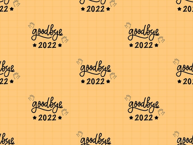 Good Bye cartoon character seamless pattern on orange background