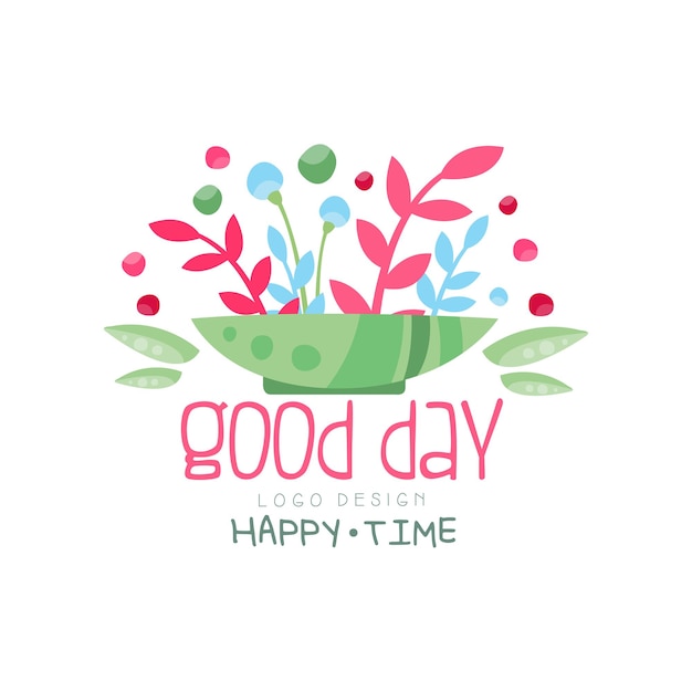 Good day happy time logo design element can be used for print card banner poster invitation colorful