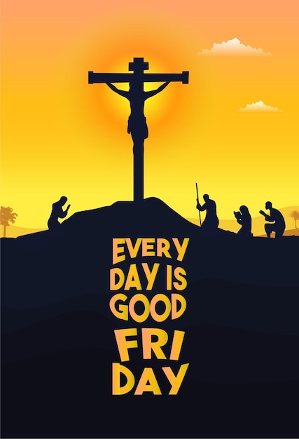 Good Friday background concept with Jesus cross and text in Illustration