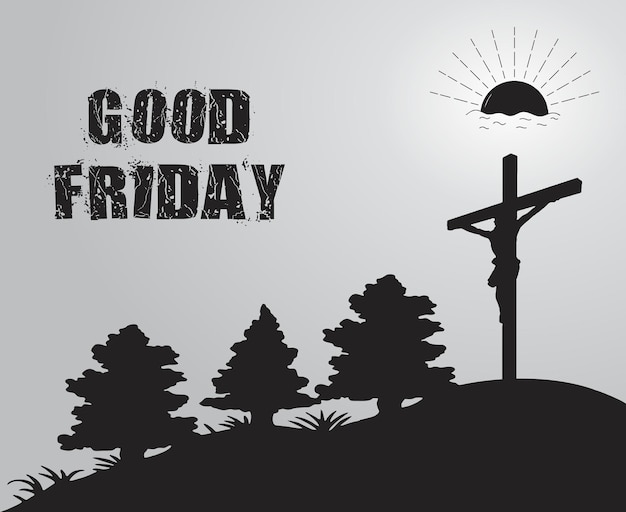 Good friday blessing easter with jesus christ crucifixion scene religious design template