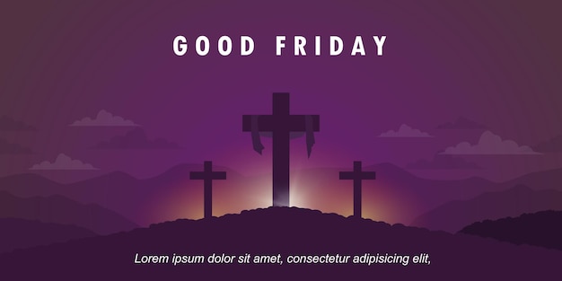 good friday greeting landscape with light behind