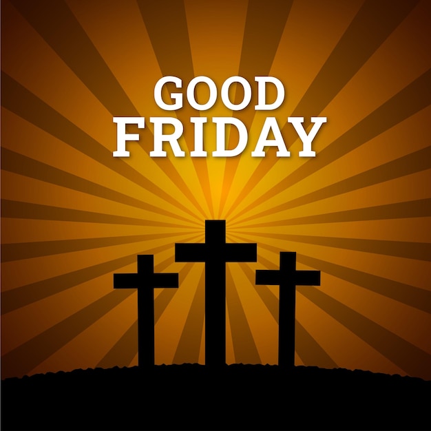 Good Friday Orange Black Background Social Media Design Banner Free Vector