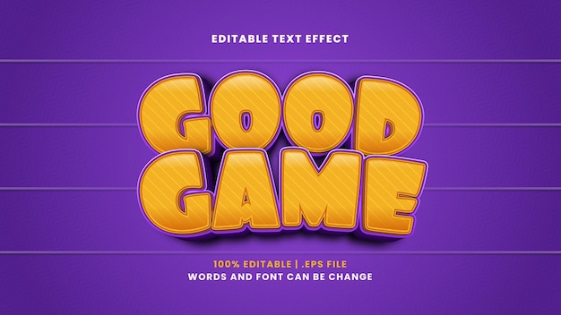 Good game editable text effect in modern 3d style