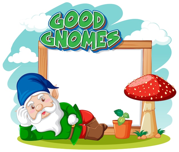 Good gnomes logo with blank banner on white 