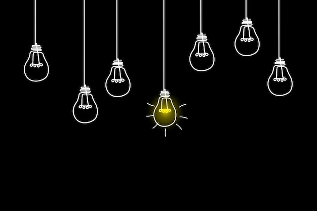 Good idea Banner light bulb idea concept creative concept light bulb drawn for stock Flat style Vector illustration