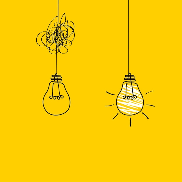 Good idea Banner light bulb idea concept creative concept light bulb drawn for stock Flat style Vector illustration