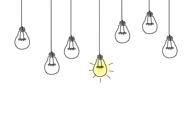 Good idea Banner light bulb idea concept creative concept light bulb drawn for stock Flat style Vector