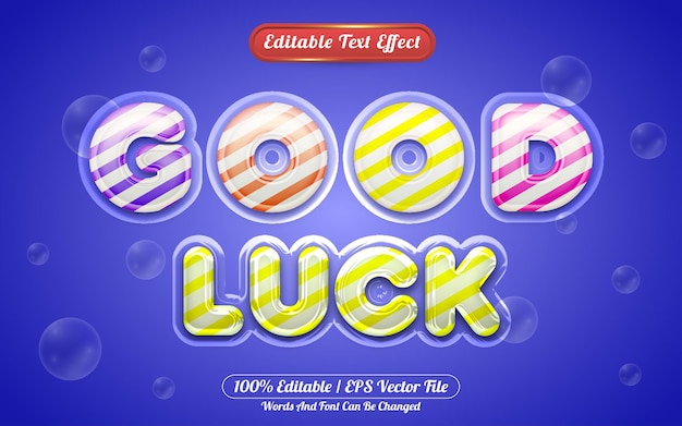 Good luck 3 editable text effect liquid style