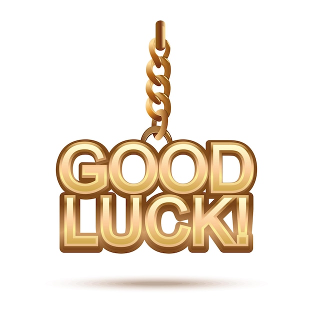 Good luck Gold medallion on a chain Motivational inscription jewelry decoration