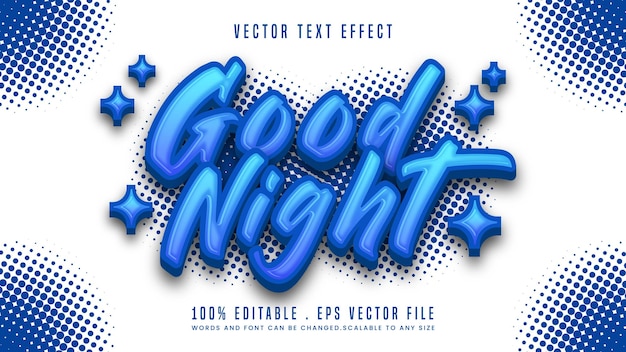 Good night 3d editable text effect font style