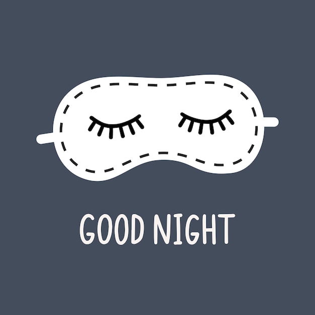 Good Night Abstract Background with Funny Sleeping Mask Vector Illustration